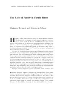 The Role of Family in Family Firms