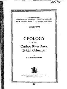 Geology of the Cariboo River area British Columbia: cover, summary, table of contents