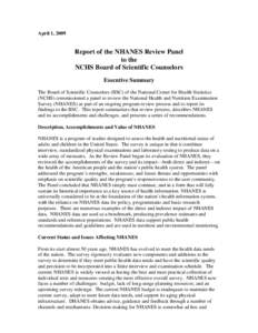 Report of the NHANES Review Panel to the BSC