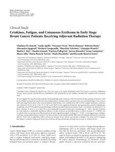 Cytokines, Fatigue, and Cutaneous Erythema in Early Stage Breast Cancer Patients Receiving Adjuvant Radiation Therapy