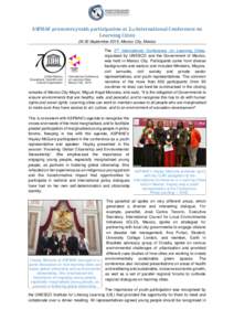 ASPBAE promotes youth participation at 2nd International Conference on Learning CitiesSeptember 2015, Mexico City, Mexico The 2nd International Conference on Learning Cities, organised by UNESCO and the Government