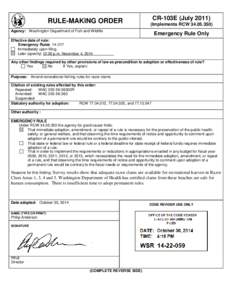 RULE-MAKING ORDER  CR-103E (July[removed]Implements RCW[removed]Agency: Washington Department of Fish and Wildlife