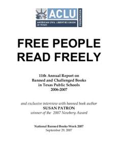 FREE PEOPLE READ FREELY 11th Annual Report on Banned and Challenged Books in Texas Public Schools[removed]