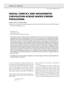 SEXUAL CONFLICT AND ANTAGONISTIC COEVOLUTION ACROSS WATER STRIDER POPULATIONS