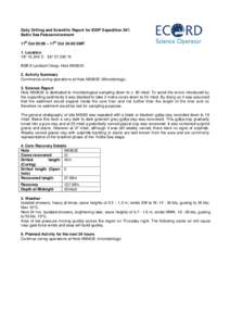 Daily Drilling and Scientific Report for IODP Expedition 310, Tahiti Sea Level