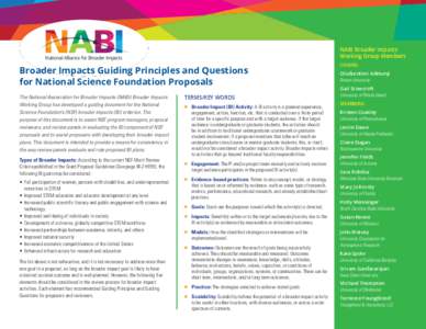 NABI Broader Impacts Working Group Members National Alliance for Broader Impacts  Broader Impacts Guiding Principles and Questions