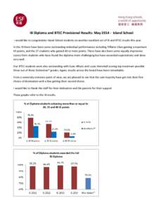 IB Diploma and BTEC Provisional Results: May[removed]Island School I would like to congratulate Island School students on another excellent set of IB and BTEC results this year. In the IB there have been some outstanding 