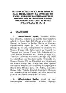 HOTUBA YA WAZIRI WA NCHI, OFISI YA RAIS, MENEJIMENTI YA UTUMISHI WA UMMA, MHESHIMIWA CELINA OMPESHI KOMBANI (MB), AKIWASILISHA BUNGENI MAKADIRIO YA MATUMIZI YA FEDHA KWA MWAKA