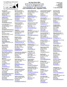 San Diego District Office 550 West C Street, Suite 550, San Diego, CA[removed]Tel: ([removed]Receptionist: ([removed]Fax: ([removed]TDD: ([removed]E-mail: [removed] Web: www.sba.gov/ca/sandiego