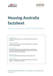 Housing Australia factsheet A quick guide to housing facts and figures Housing stress