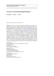 Journal of Mathematical Biology manuscript No. (will be inserted by the editor) Ancestries of a Recombining Diploid Population R. Sainudiin · B. Thatte · A. V´eber