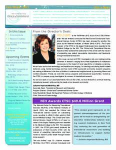 CTSC e- N ews  Fall/Winter 2012 In this Issue P. 1 Announcements