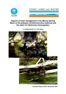 Impacts of water management in the Murray-Darling Basin on the platypus (Ornithorhynchus anatinus) and the water rat (Hydromys chrysogaster).