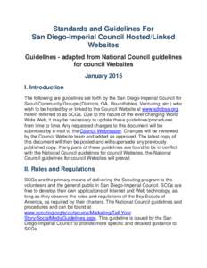 Standards and Guidelines For San Diego-Imperial Council Hosted/Linked Websites Guidelines - adapted from National Council guidelines for council Websites January 2015