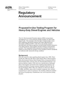 Proposed In-Use Testing Program for Heavy-duty Diesel Engines and Vehicles  EPA420-F[removed]