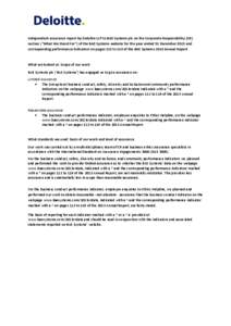 Independent assurance report by Deloitte LLP to BAE Systems plc on the Corporate Responsibility (CR) section (“What We Stand For”) of the BAE Systems website for the year ended 31 December 2013 and corresponding perf