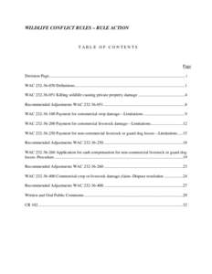 WILDLIFE CONFLICT RULES – RULE ACTION  TABLE OF CONTENTS Page Decision Page................................................................................................................................... i