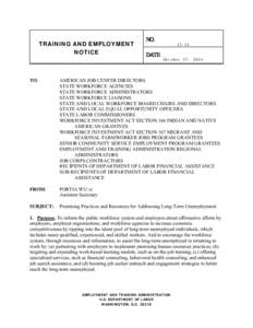 TRAINING AND EMPLOYMENT NOTICE