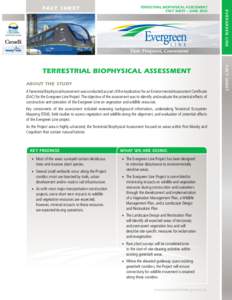 TERRESTRIAL BIOPHYSICAL ASSESSMENT FACT SHEET – JUNE 2010 About the Study A Terrestrial Biophysical Assessment was conducted as part of the Application for an Environmental Assessment Certificate (EAC) for the Evergree