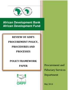 Review of AfDB’s Procurement Policy, Procedures and Processes - Policy Framework Paper