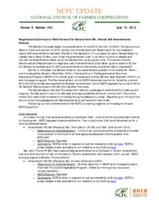 NCFC UPDATE NATIONAL COUNCIL OF FARMER COOPERATIVES Volume 9, Number 293  June 15, 2012