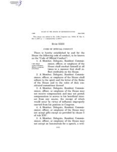 RULES OF THE HOUSE OF REPRESENTATIVES § 1095 Rule XXIII  This clause was added in the 110th Congress (sec. 303(b), H. Res. 6,