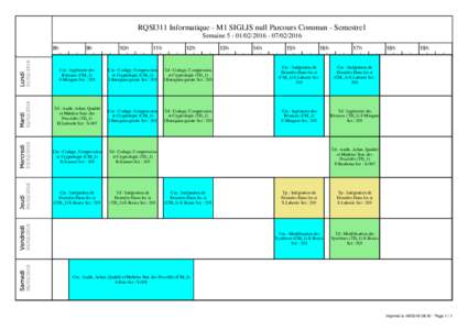 RQSI311 Informatique - M1 SIGLIS null Parcours Commun - Semestre1 Semaine8h 9h