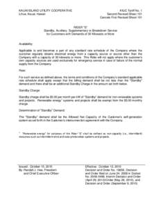 KAUAI ISLAND UTILITY COOPERATIVE Lihue, Kauai, Hawaii KIUC Tariff No. 1 Second Revised Sheet 101 Cancels First Revised Sheet 101