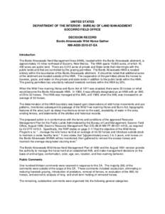 UNITED STATES DEPARTMENT OF THE INTERIOR - BUREAU OF LAND MANAGEMENT SOCORRO FIELD OFFICE DECISION RECORD Bordo Atravesado Wild Horse Gather NM-A020[removed]EA