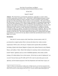 First Steps Towards Hearts and Minds? USAID‟s Countering Violent Extremism Policies in Africa 26 June 2012 Daniel P. Aldrich1 Abstract: The United States government has adopted new approaches to counter violent extremi