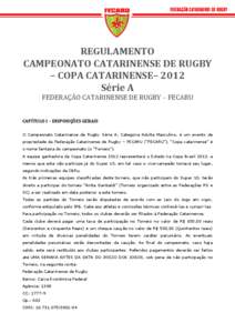 REGULAMENTO CAMPEONATO CATARINENSE DE RUGBY – COPA CATARINENSE– 2012