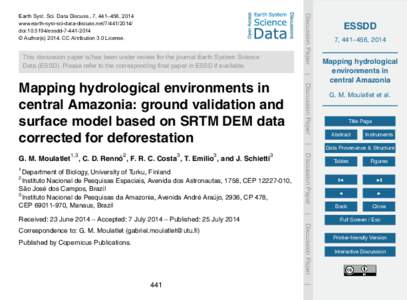 Earth / Physical geography / Topography / Geomorphology / Shuttle Radar Topography Mission / Digital elevation model / National Elevation Dataset / Terrain / Deforestation / Cartography / Geography / Geographic information systems