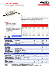 LXC50 SERIES  LED Power Supply: Constant Cuurent: 50 watts “DC Power Solutions…not just components”