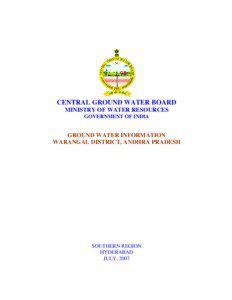 CENTRAL GROUND WATER BOARD MINISTRY OF WATER RESOURCES GOVERNMENT OF INDIA