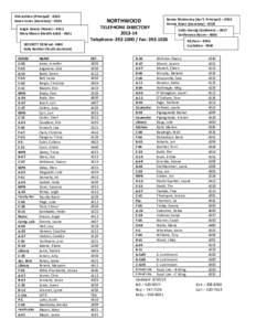 Kirk Ashton (Principal[removed]Karen Jones (Secretary[removed]Angie Grasso (Nurse) – 4512 Mary Mason (Health Aide[removed]SECURITY DESK ext[removed]Kelly Roethel (Youth Assistant)