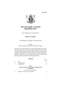[removed]Sale and Supply of Alcohol Regulations 2013 Jerry Mateparae, Governor-General