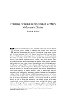 Tracking Reading in Nineteenth-Century Melbourne Diaries Susan K. Martin T