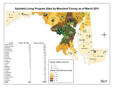 Assisted Living Program Sites by Maryland County as of March 2011 Allegany Washington  Garrett