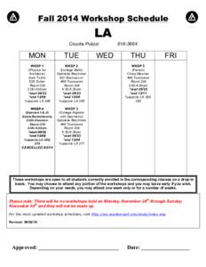 Fall 2014 Workshop Schedule  LA Crucita Polizzi