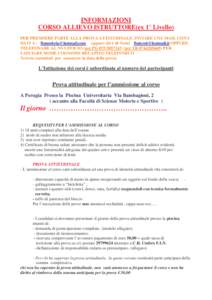 INFORMAZIONI CORSO ALLIEVO ISTRUTTORE(ex 1° Livello) PER PRENDERE PARTE ALLA PROVA ATTITUDINALE. INVIARE UNA MAIL CON I DATI A : [removed] oppure chi è di Terni [removed] OPPURE TELEFONARE AL NS U