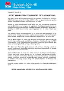 15.3 Minister Ayres - Sport and Recreation Budget gets NSW Moving