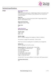 The Cube Wodonga Technical specifications STAGE  Brief stage description