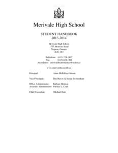 Merivale High School STUDENT HANDBOOK[removed]Merivale High School 1755 Merivale Road Nepean, Ontario
