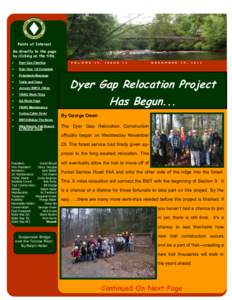 Points of Interest Go directly to the page by clicking on the title.   Dyer Gap Clearing