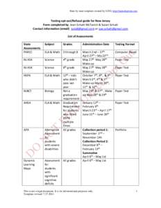 Educational psychology / Psychometrics / Standards-based education / Education in New Jersey / New Jersey Assessment of Skills and Knowledge / No Child Left Behind Act / PARCC / Test / DIBELS / Education / Evaluation / Standardized tests