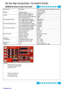 SBM04/10 Board 4cells (12V/10A) Model name Voltage