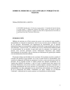 SOBRE EL DERECHO AL AGUA POTABLE Y PORQU NO ES VIGENTE