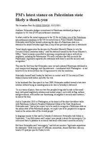 Palestinian territories / Israeli–Palestinian conflict / United Nations General Assembly observers / Foreign relations of the Palestinian National Authority / Palestine Liberation Organization / Benjamin Netanyahu / Two-state solution / State of Palestine / Palestinian National Authority / Palestinian nationalism / Western Asia / Middle East