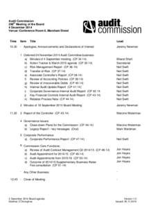 Audit Commission 298th Meeting of the Board 4 December 2014 Venue: Conference Room 6, Marsham Street  Time