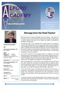 Spring/Summer 2014 Newsletter for the Alford Academy